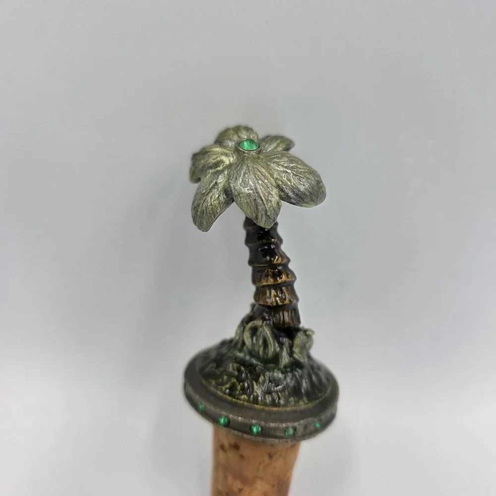 Palm Tree‎ Wine Cork Bottle Stopper Green Metal Rhinestone Nautical Beach Heavy